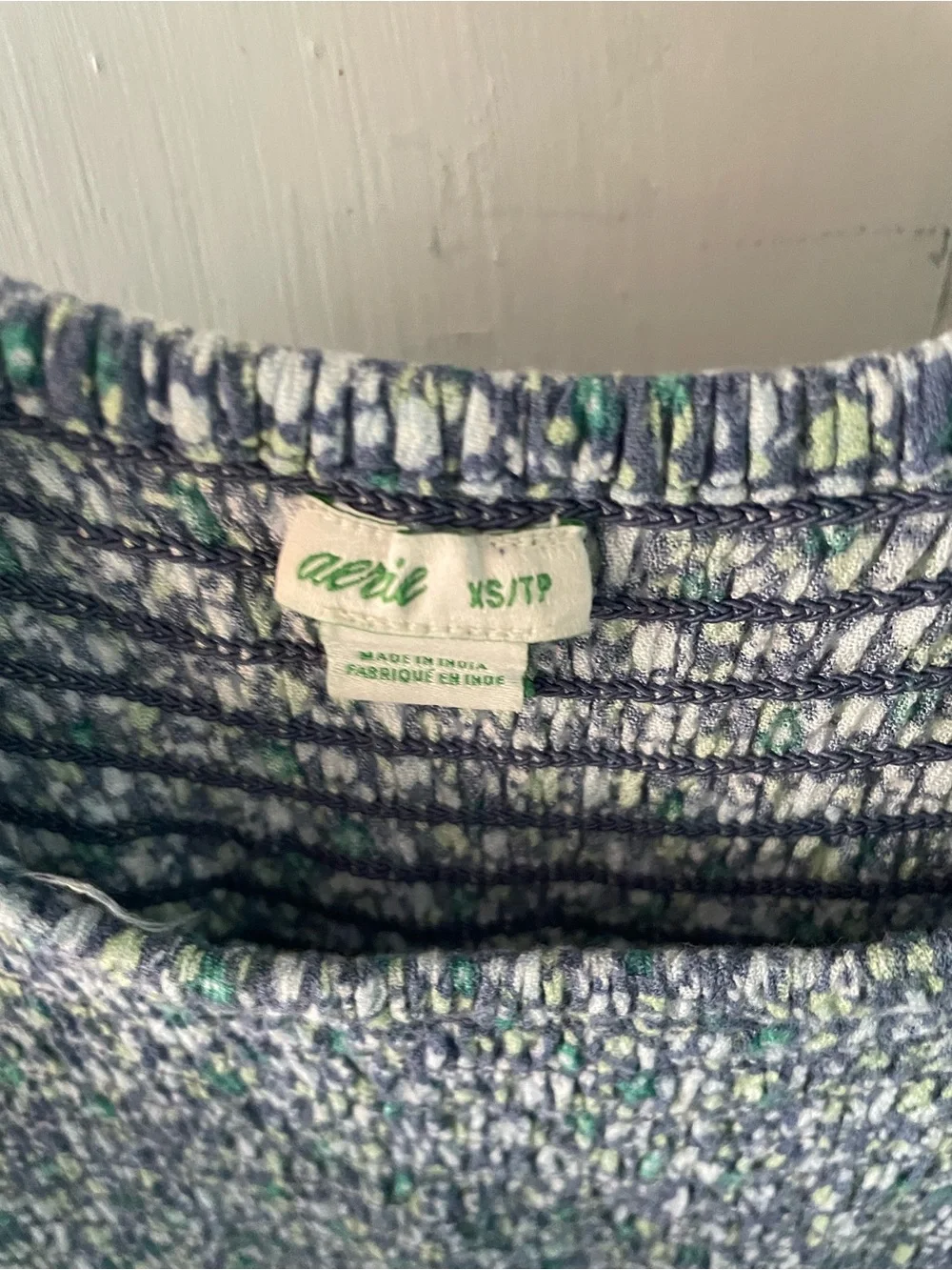 Aerie Blue Floral Smocked Maxi Dress XS Cottagecore Boho - Picture 4 of 6